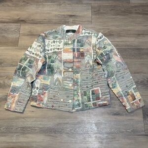 VTG Orvis textured tapestry patchwork jacket USA MADE button cottage Sz medium